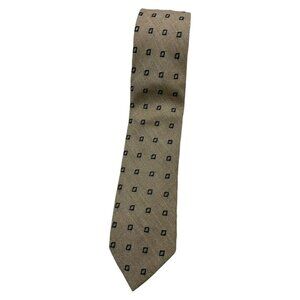 FRANCO BASSI Men's 100% Wool  Necktie LUXURY Tie XL Beige Geometric W:3.4" EUC